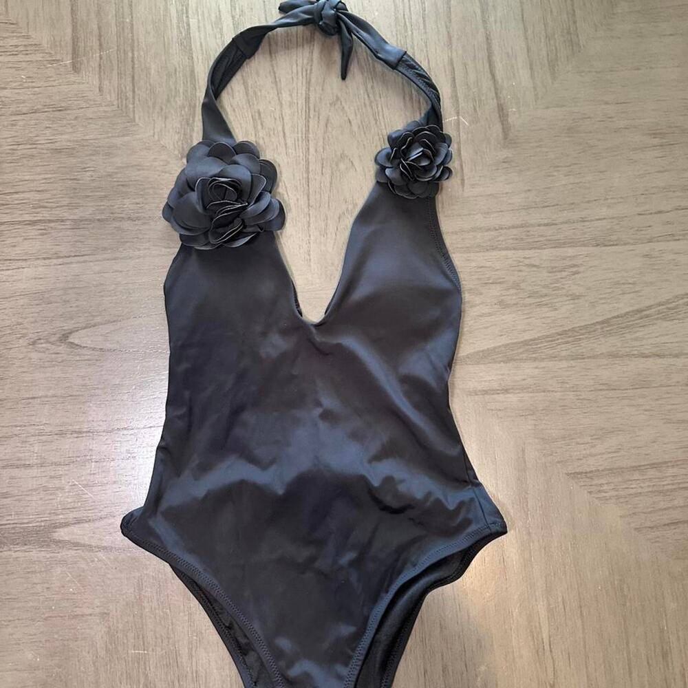 Black one piece swimsuit with